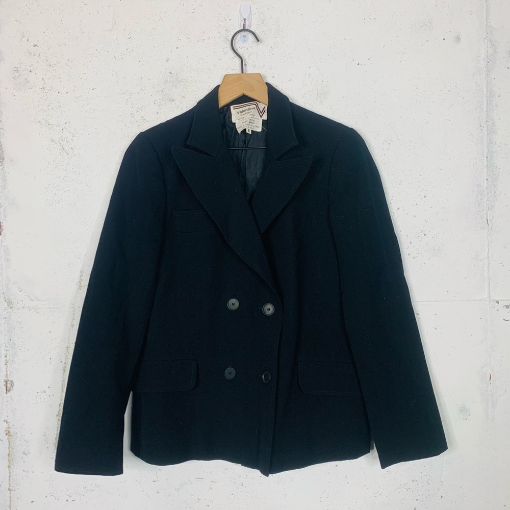 Valentino Black Wool Blazer Button Jacket Size 8 - Picture 1 of 10